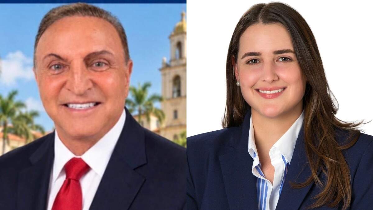 Coral Gables Group V candidates Gonzalo Sanabria and Nikki Whiting.